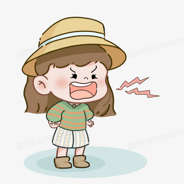 卡通女孩吵架免抠元素