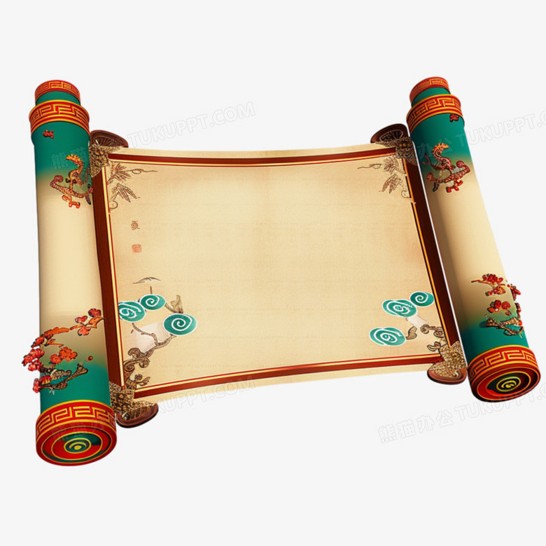 国风卷轴边框免抠元素