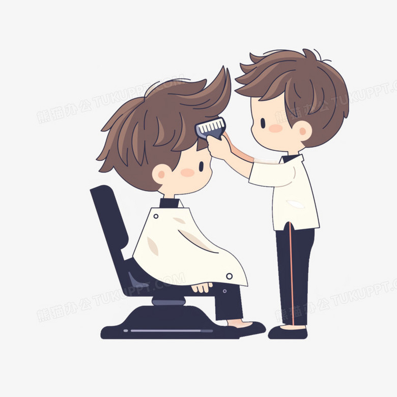 插画理发剪头发免抠元素