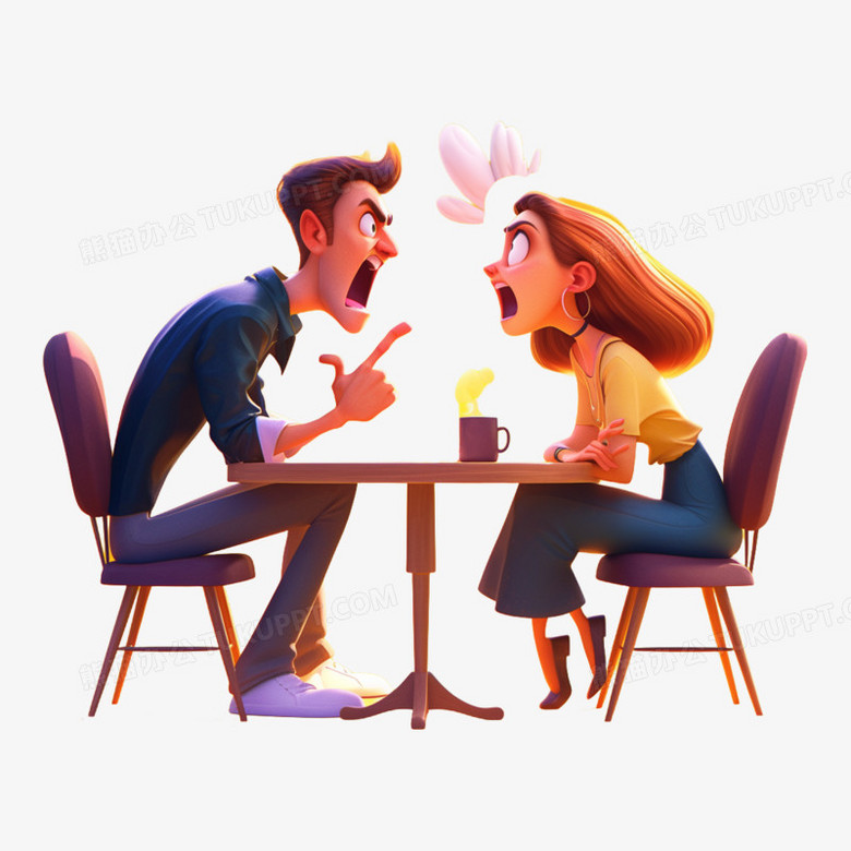 3d情侣正在争吵元素