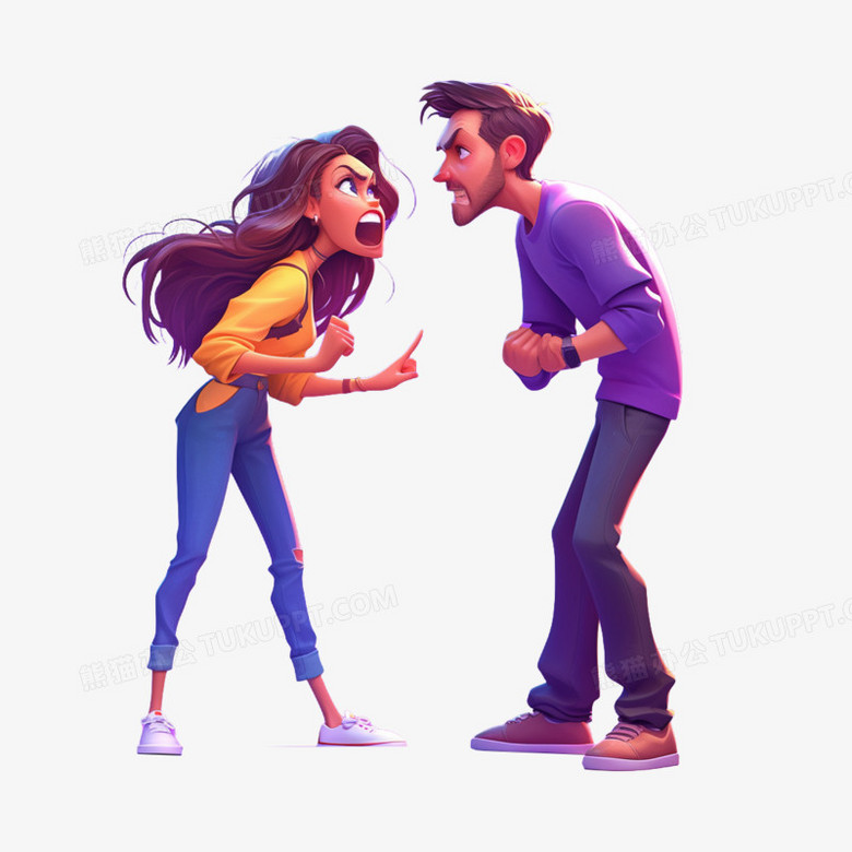 3d情侣正在争吵元素
