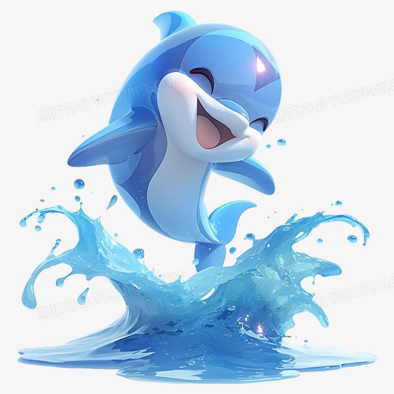 3d立体卡通海豚免抠元素