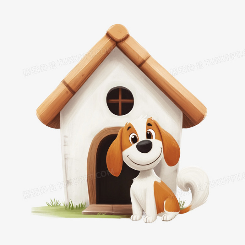 插画宠物用品狗窝狗房免抠元素