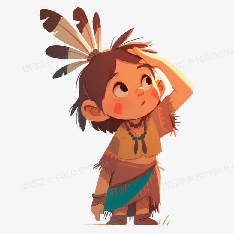 手绘插画原始人元素