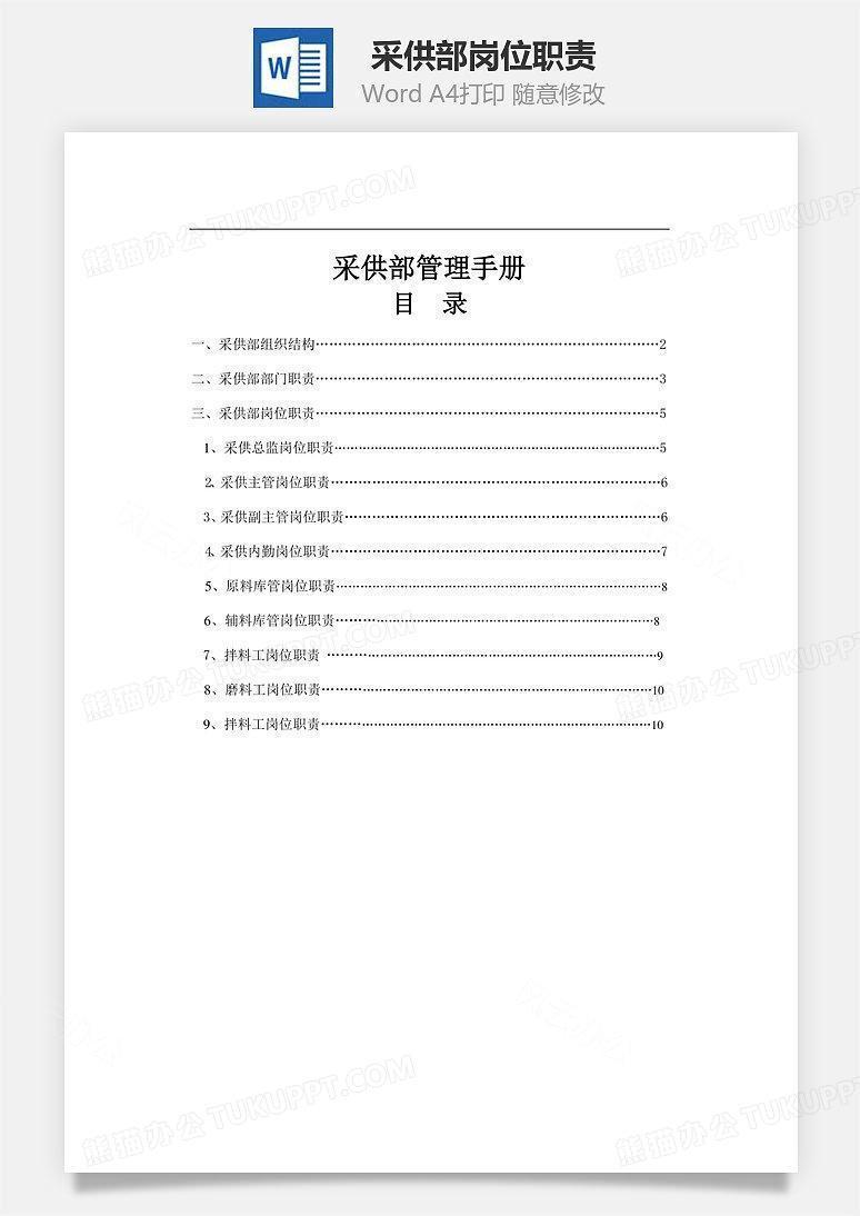 采供部岗位职责Word文档