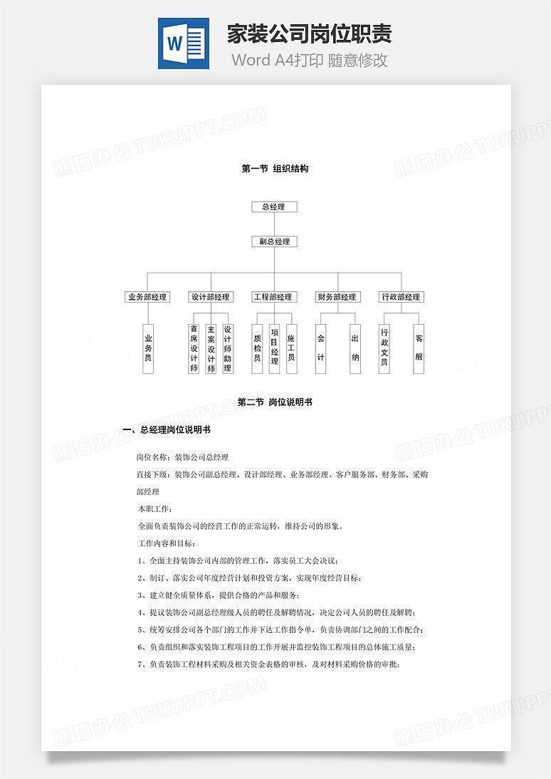 家装公司岗位职责Word文档