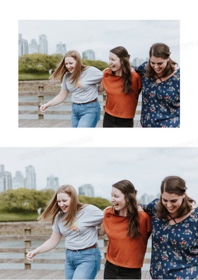 勾肩搭背三个闺蜜图片