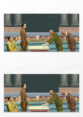 日本投降仪式抗战胜利战争主题历史事件插画背景