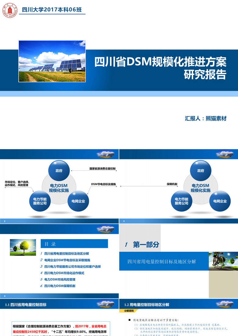 蓝色四川省DSM规模化推进方案研究报告PPT模板