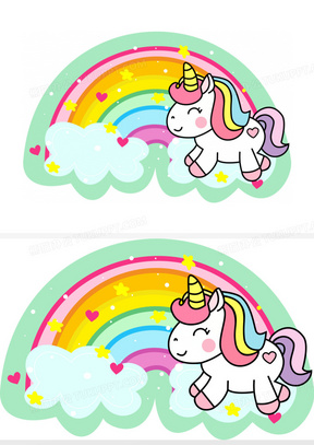 七色彩虹独角兽卡通图片