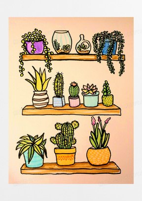 卡通多肉盆栽图片