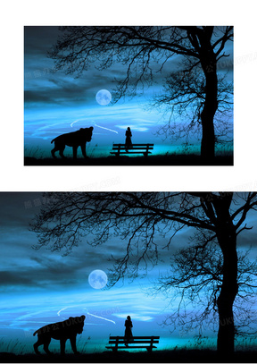 星空剪影图片素材