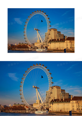 晴天英国伦敦眼摩天轮图片
