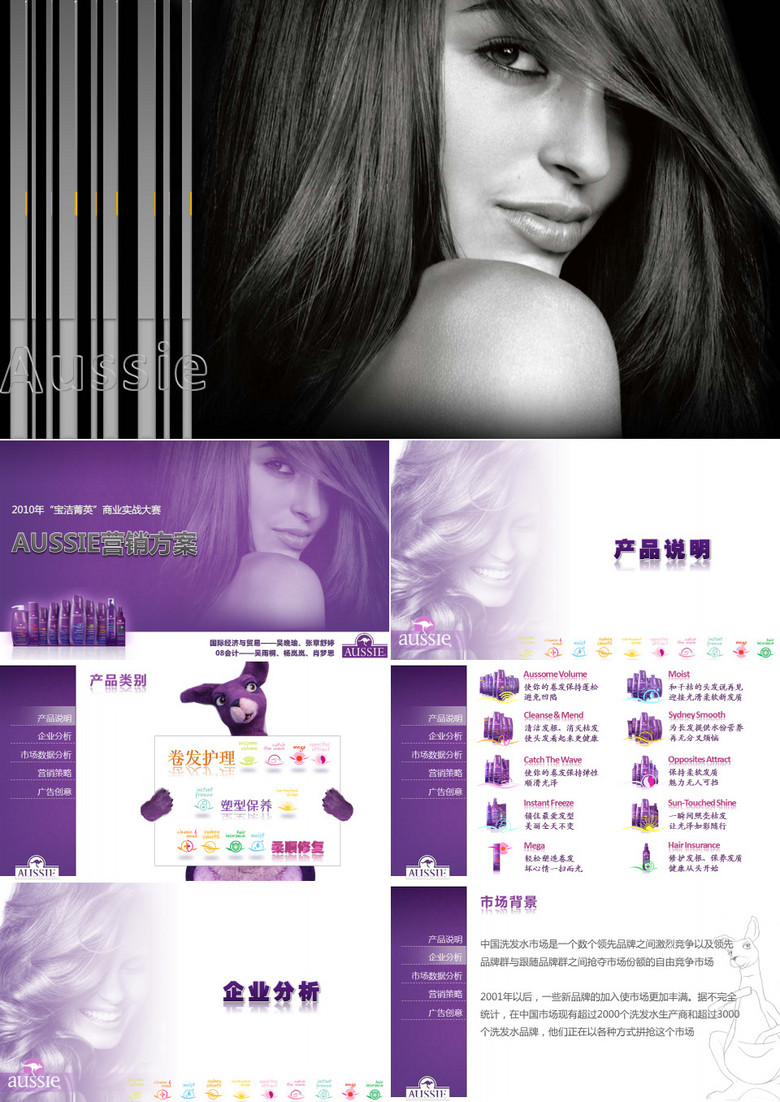 紫色AUSSIE营销方案商业广告策划PPT模板