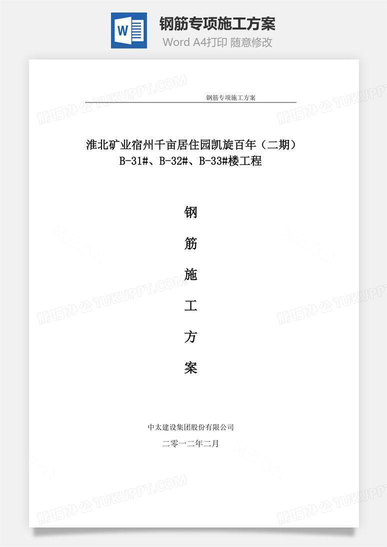 钢筋专项施工方案word文档