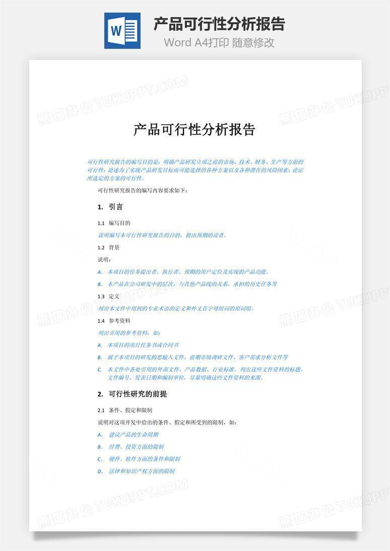 产品可行性分析报告Word文档