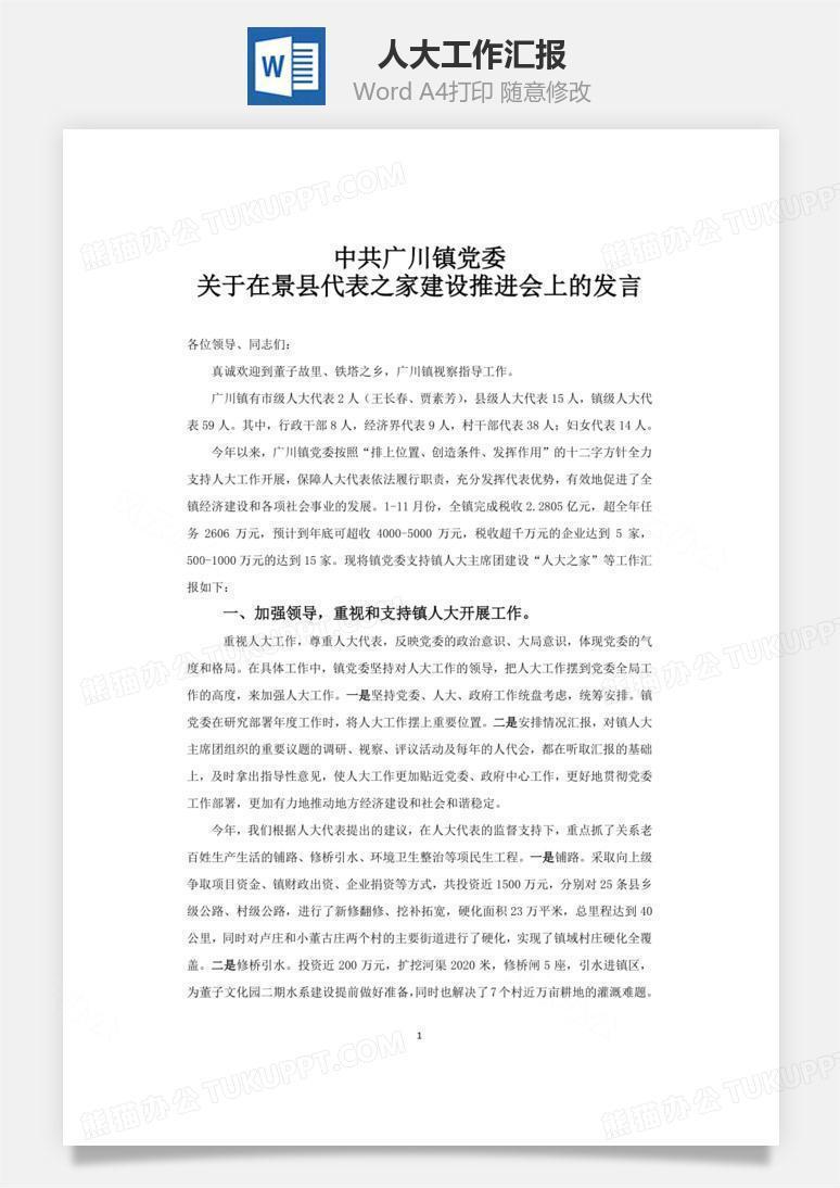 人大工作汇报word文档