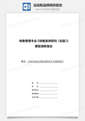 运动鞋品牌调研报告word文档