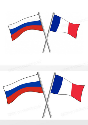 俄罗斯和法国国旗卡通图片