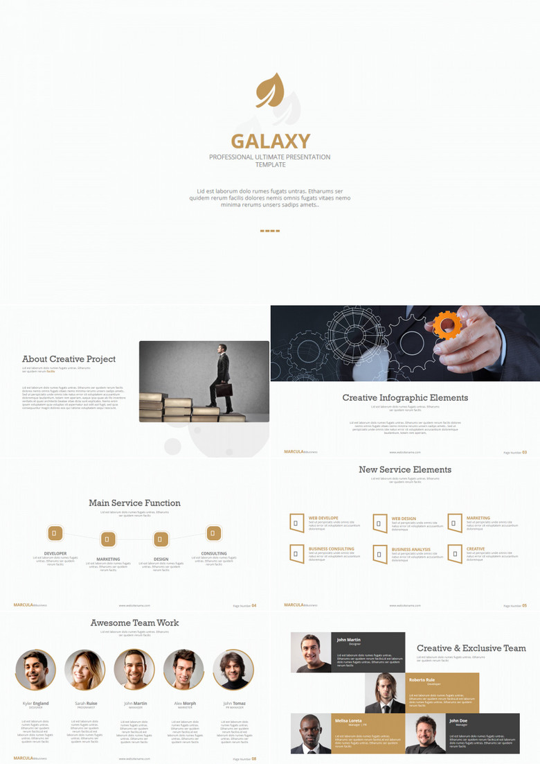 极致简约浅褐商务PPT模板