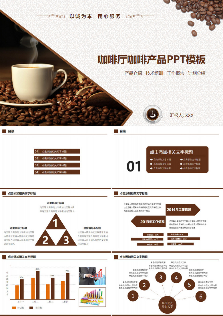 精美咖啡厅咖啡店咖啡杯产品介绍计划总结PPT模板