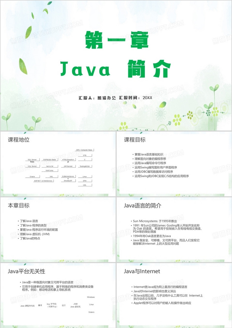 简约风java程序编写指令PPT模板