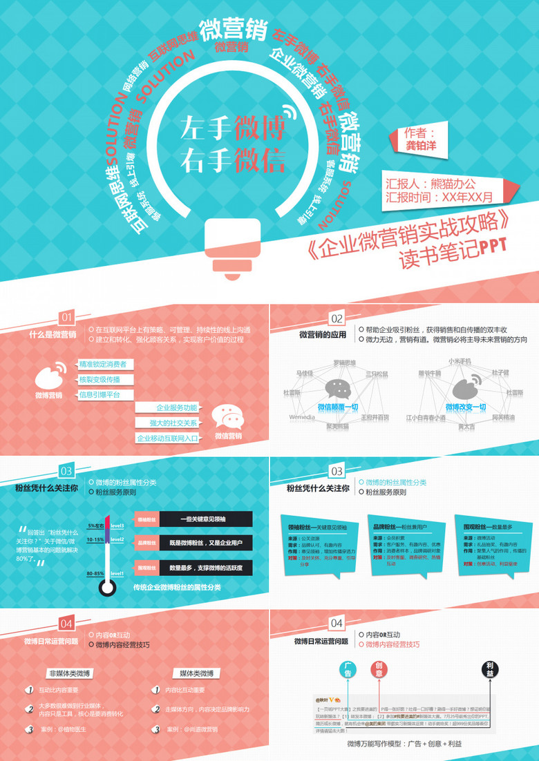《左手微博 右手微信》读书笔记PPT模板