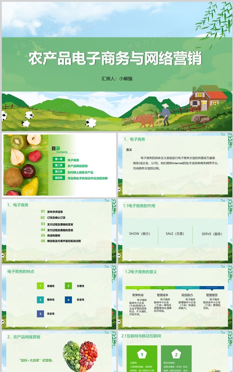网络营销农产品电子商务与网络营销PPT模板