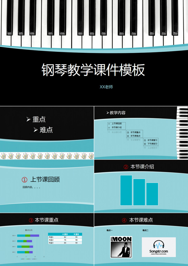 钢琴教育教学课件PPT模板