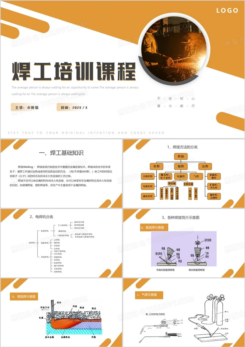 黄色商务风电焊工培训课程PPT模板