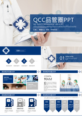 医生护士QCC品管圈成果汇报PPT模板