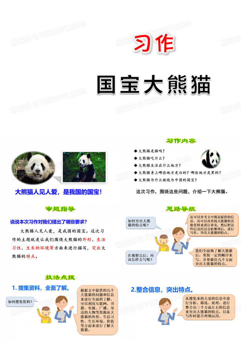 部编版三年级语文下册  七单元  习作：国宝大熊猫 课件