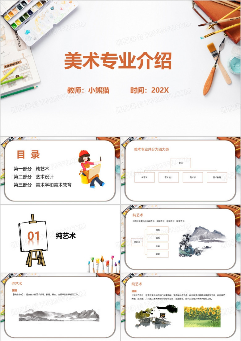 美术专业介绍说课培训PPT模板
