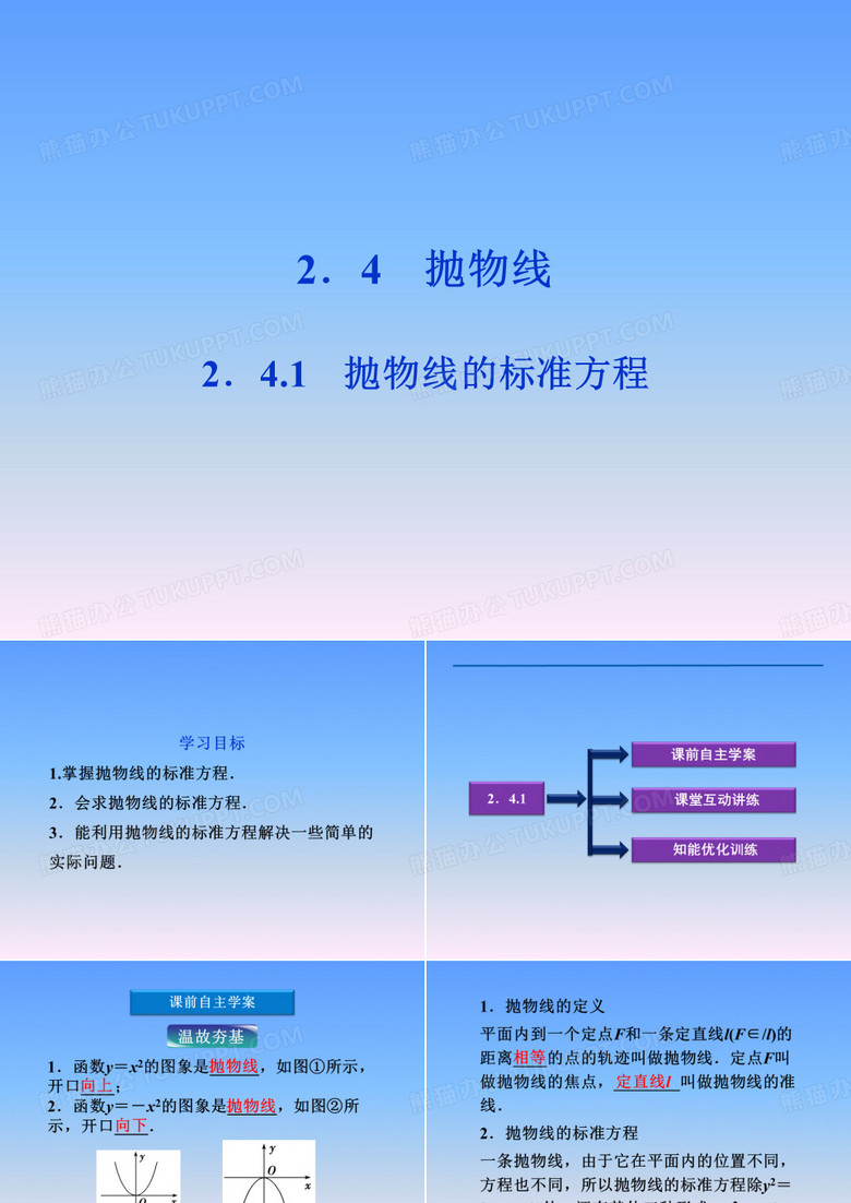 高中数学 第2章2.4.1抛物线的标准方程精品课件 苏教版选修2-1