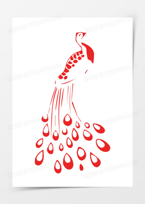 剪纸少数民族傣族吉祥物孔雀元素