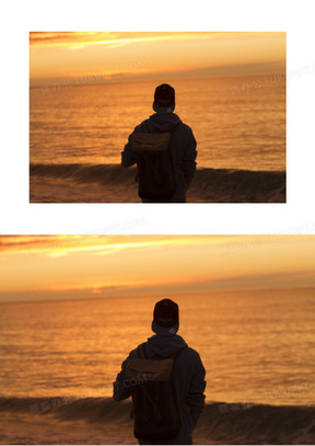 看海少男背影图片