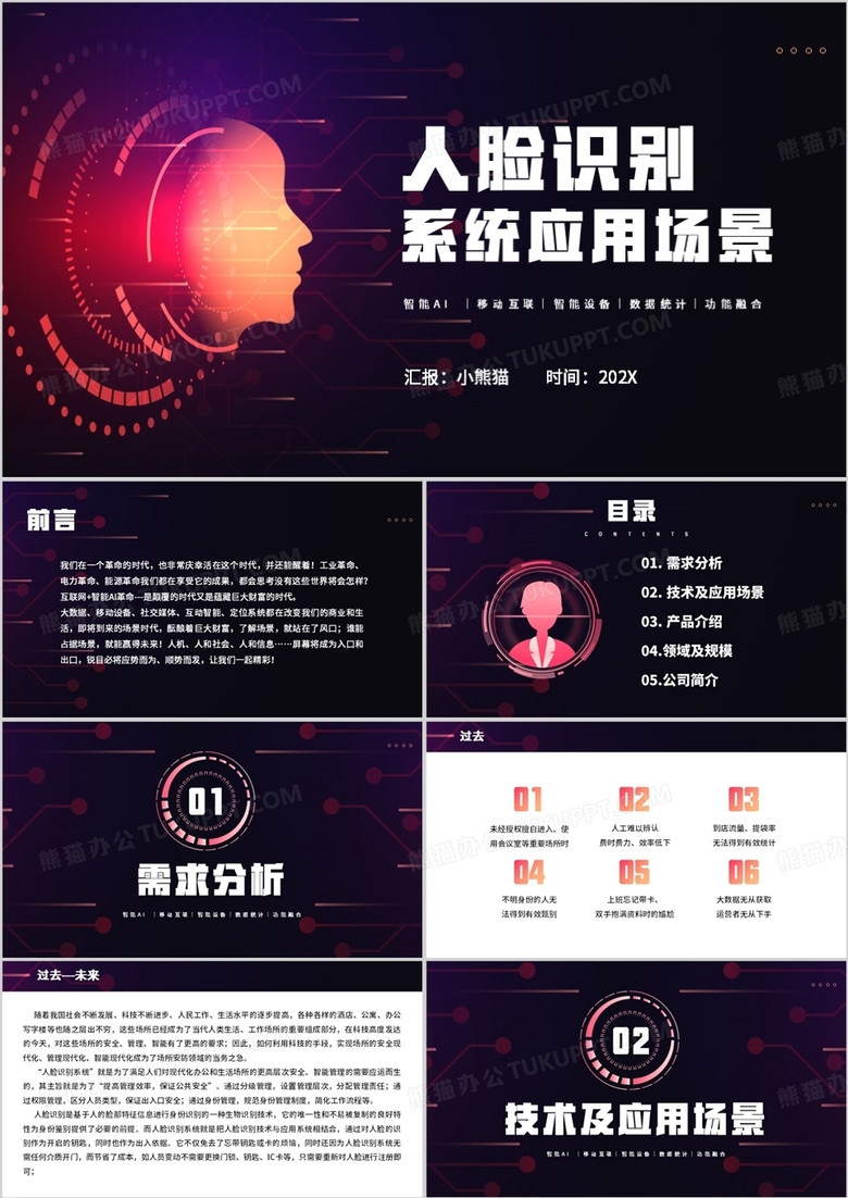 人脸识别系统应用场景PPT模板