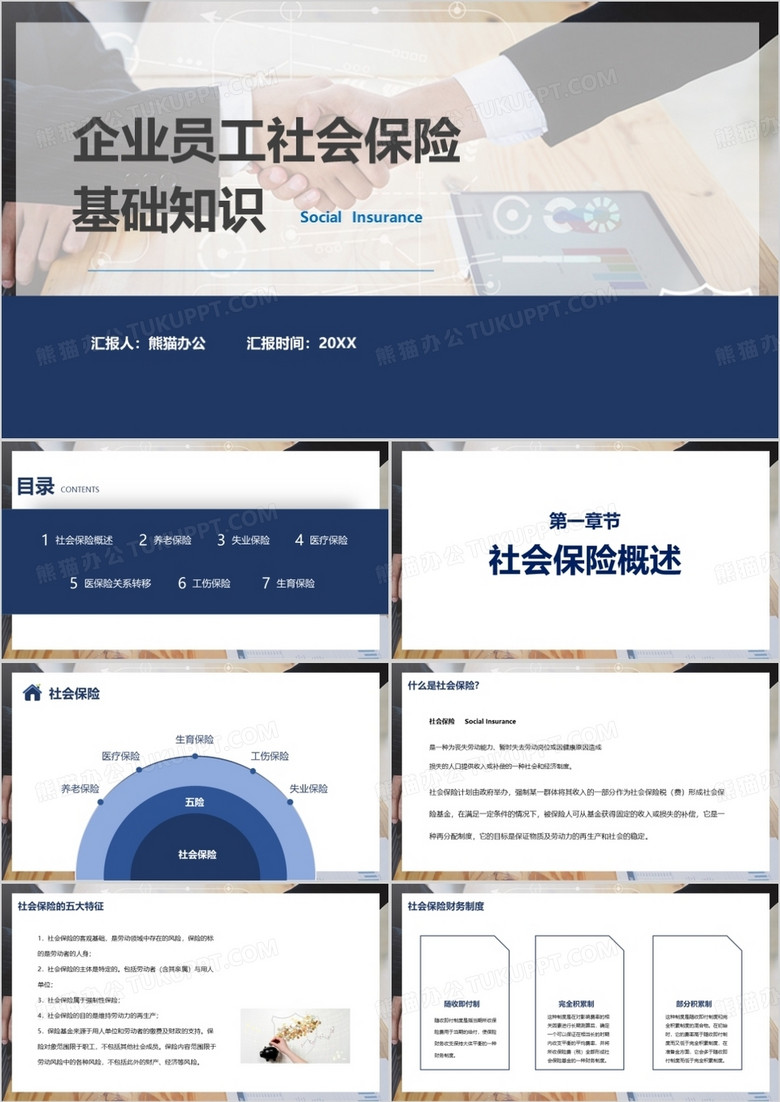 企业员工社会保险基础知识PPT模板