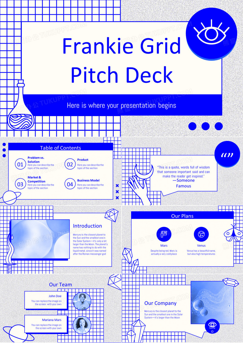 克莱因蓝高级汇报模板