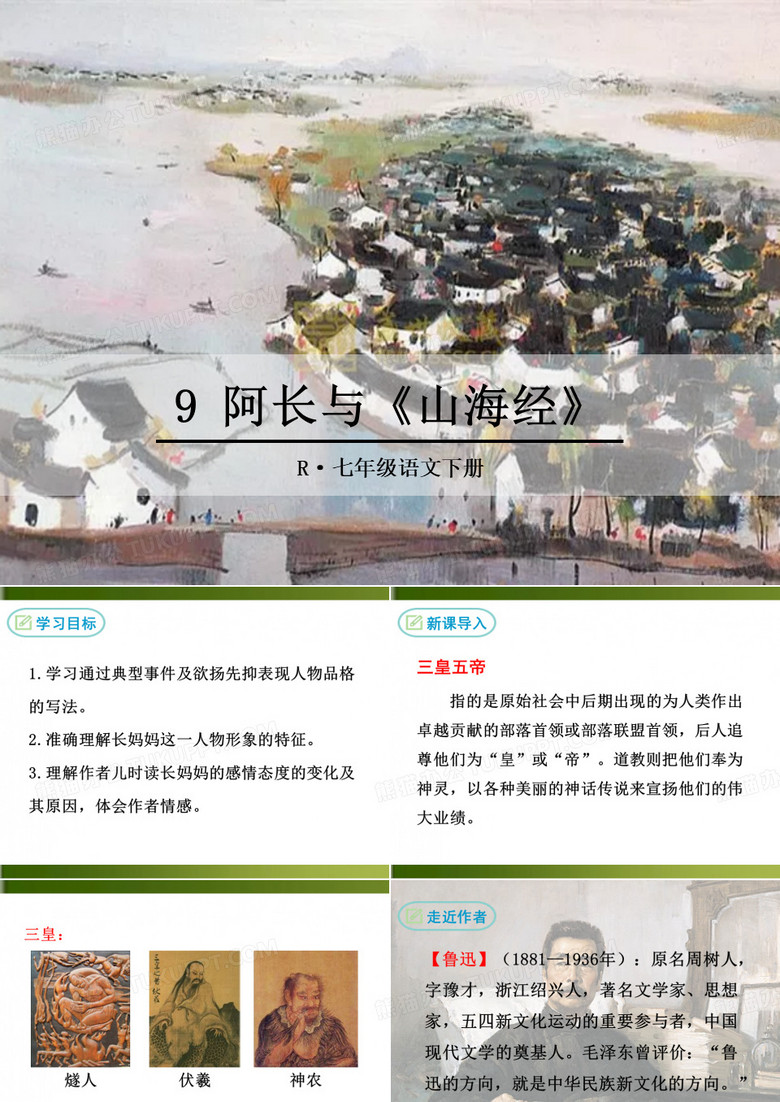 【精品】最新人教版七年级语文下册课件     9 阿长与《山海经》