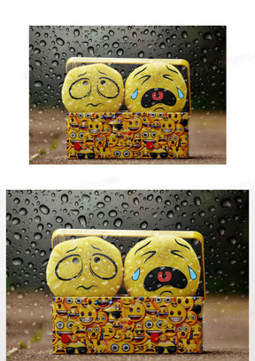 雨天坏心情黄色表情图片