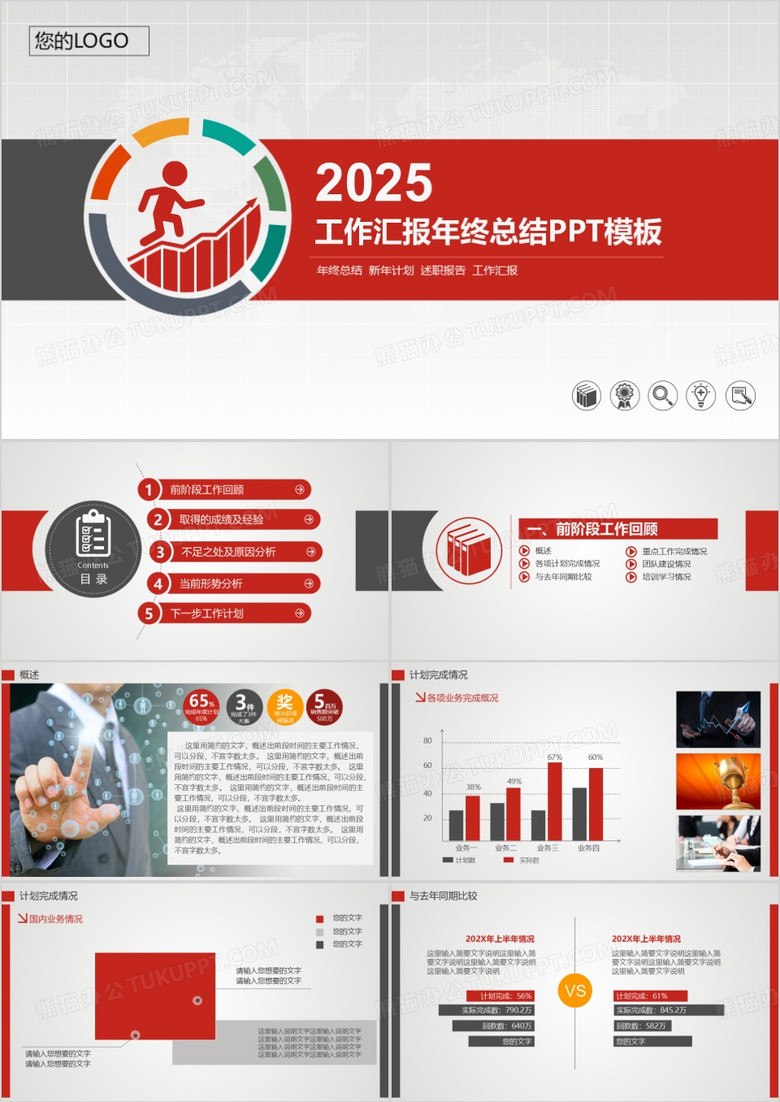2025工作汇报年终总结PPT模板