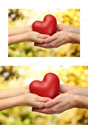 情侣一左一右手捧爱心图片