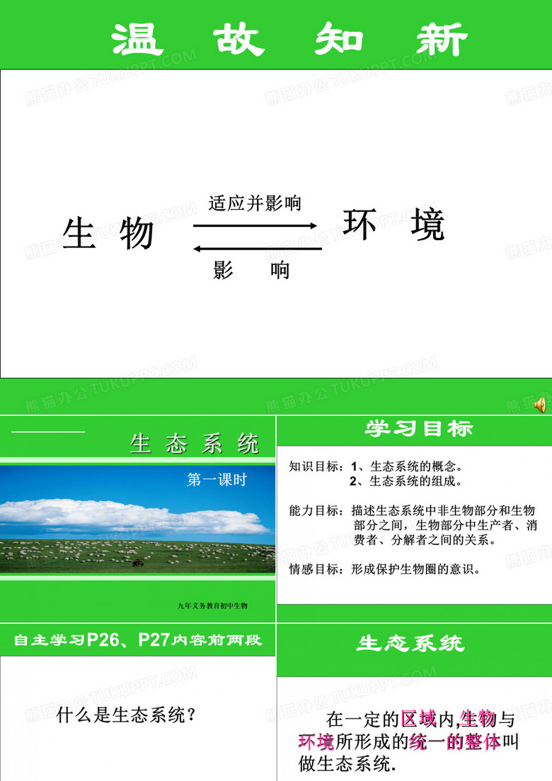 人教新课标(标准实验版)七年级上册第一单元第二章 了解生物圈第二节 生物与环境组成生态系统