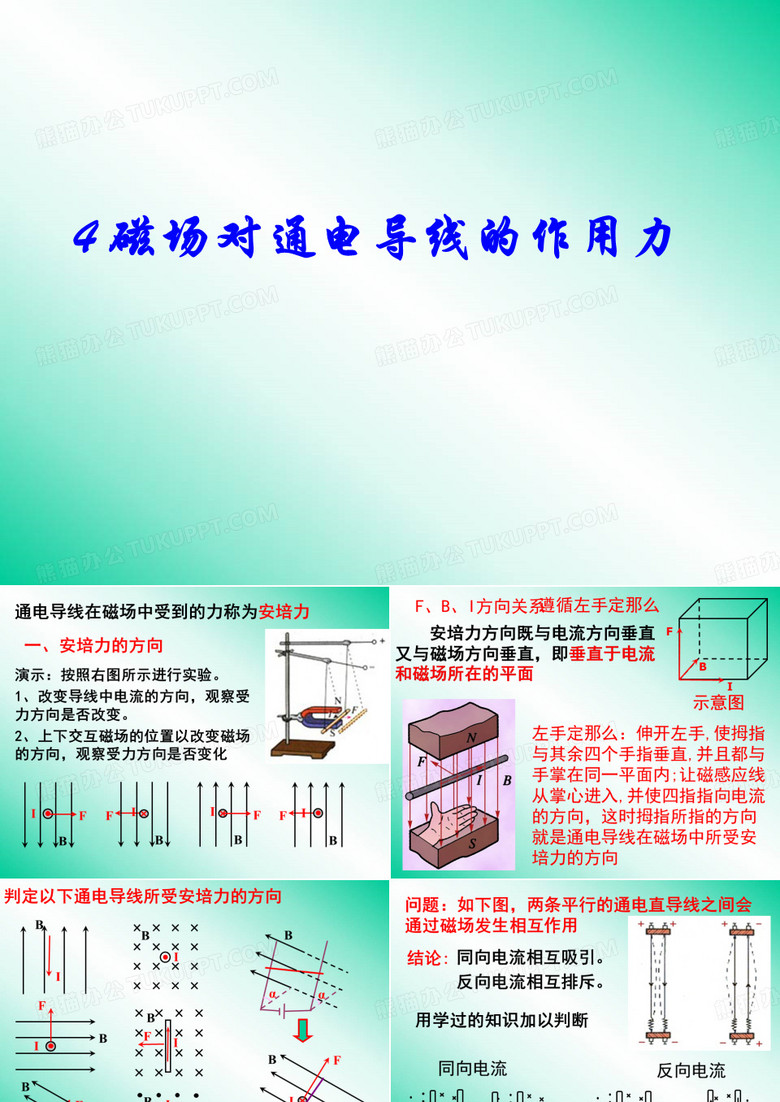 北师大版九年级物理全册-14.5磁场对通电导线的作用力课件(共43张PPT)