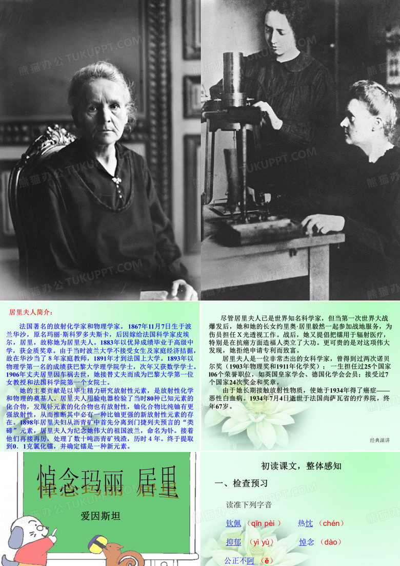 悼念玛丽居里 课件
