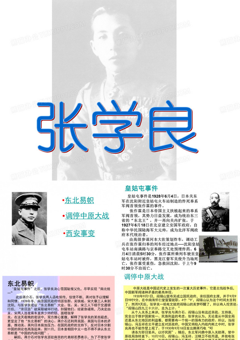 张学良生平ppt 汉卿