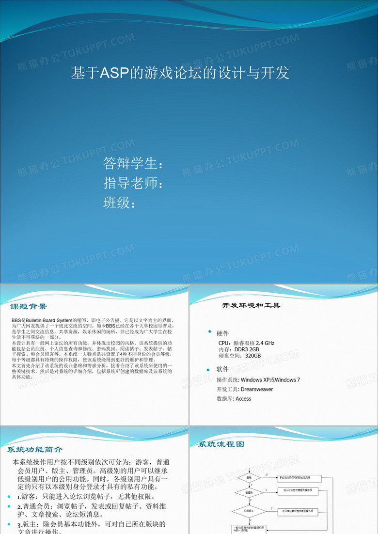 游戏论坛 本科毕业设计答辩PPT演讲