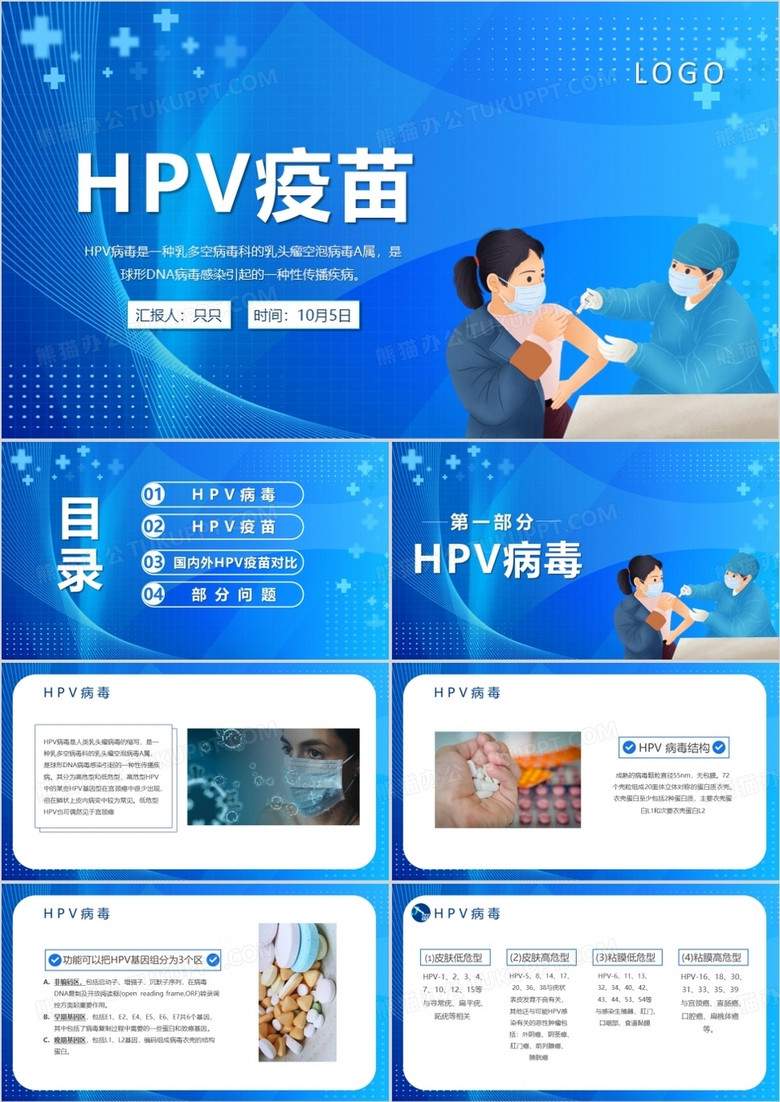 医疗hpv疫苗hpv病毒内容介绍PPT模板