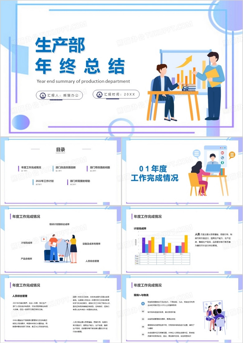 生产部工作总结年终总结PPT模板